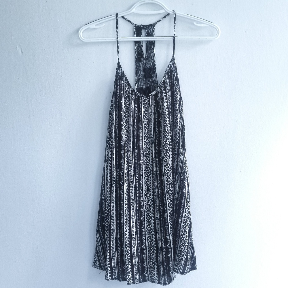 LUSH Racerback Shift Dress with Black Lace Detail